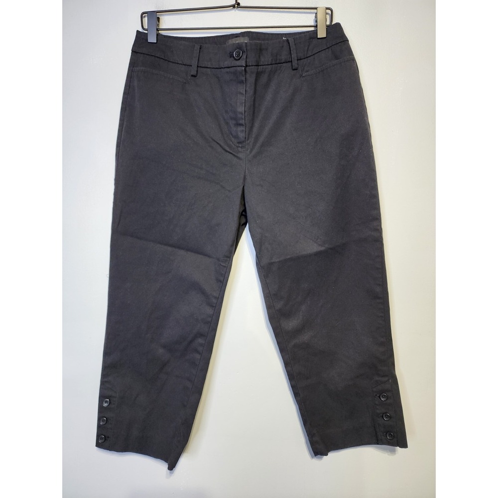 Talbots Perfect‎ Skimmer Pants Womens Size 10 Black Cropped Ankle Button